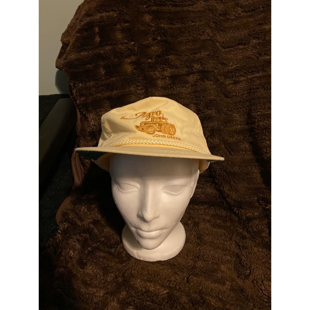 John Deere Hat Mens OSFM Cream Vintage Agro Tractor Rope Snapback Cap